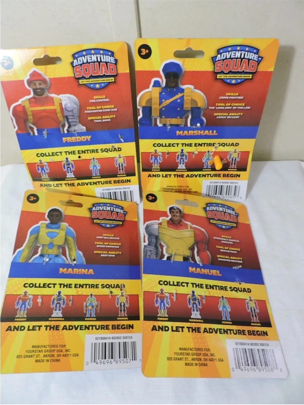 Compete 4 Team Set Adventure Squad Action Figures Rescue Heros Fireman EMT Sea